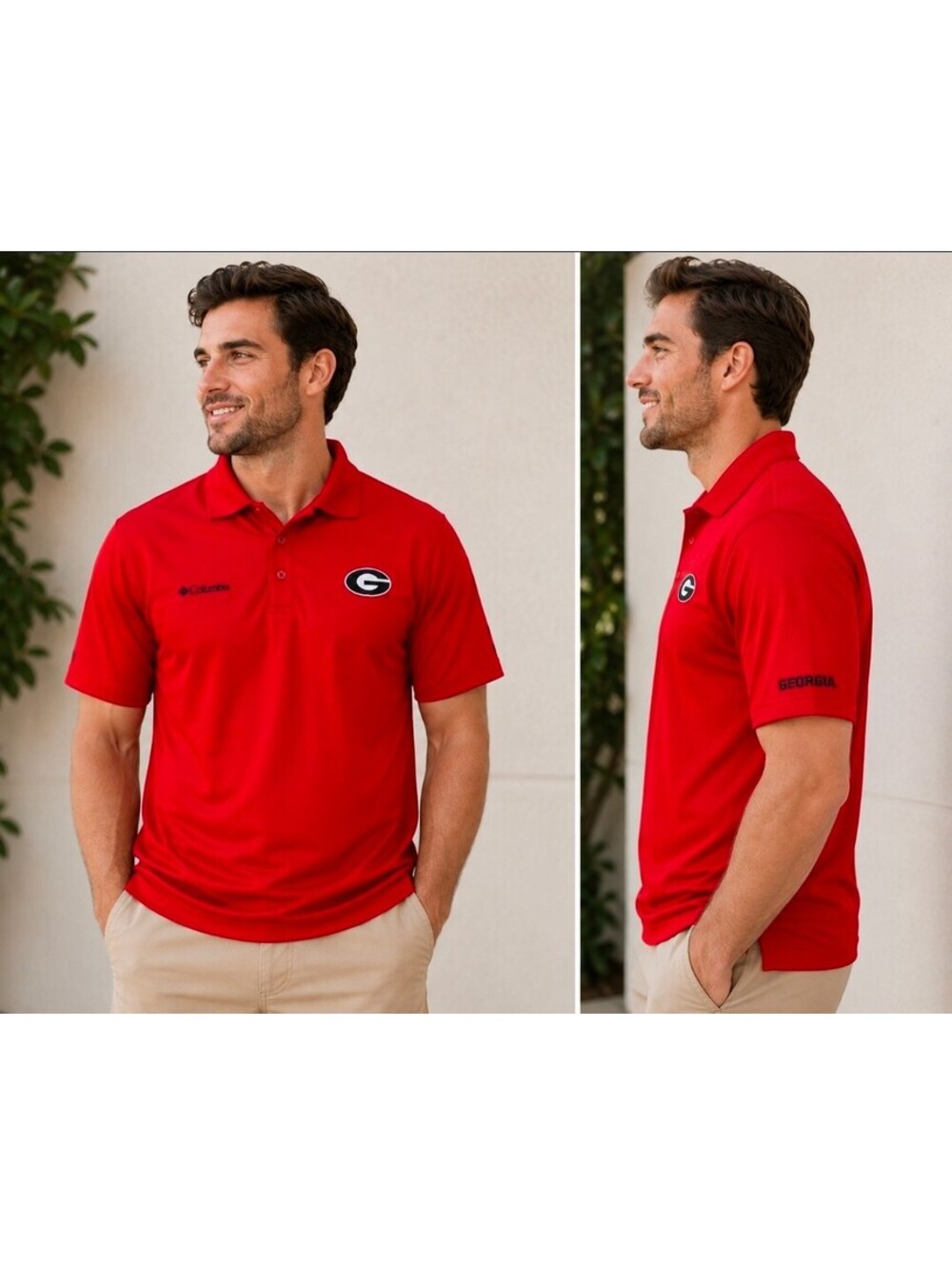 Columbia PFG Georgia Bulldogs Polo Men’s XL Red UGA Performance Fishing Shirt